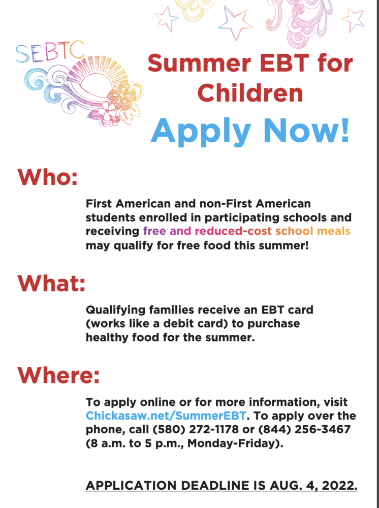Chickasaw Nation Summer EBT for Children Idabel Public Schools