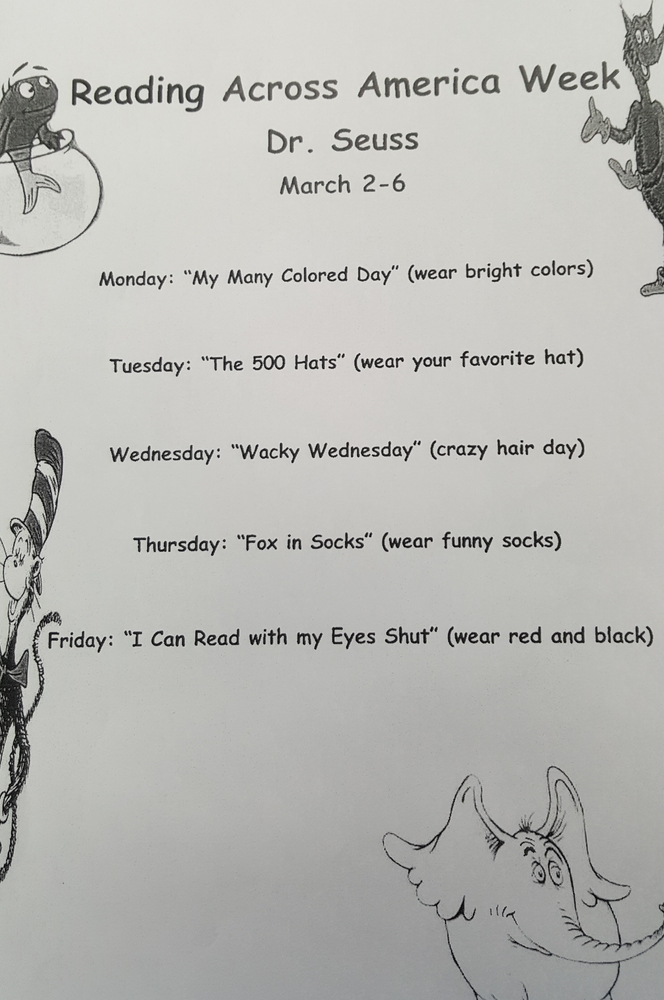 Read Across America Dress Up Days 2020