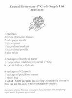 4th Grade Supply List