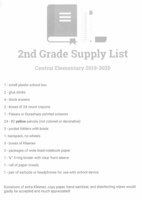 2nd Grade Supply List