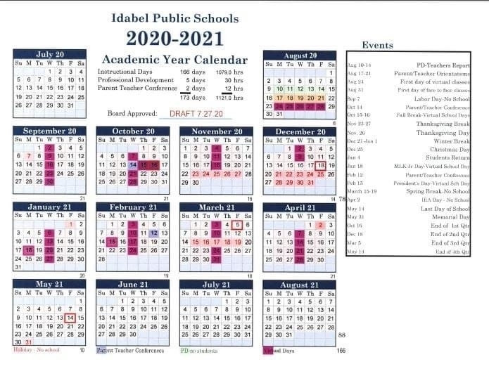 Idabel Public Schools Calendar 2023-2024